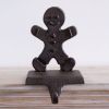 Rustic Cast Iron Gingerbread Stocking Holder for Christmas Decor