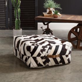 Chevron Cowhide Pouf