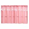 Pink Plaid Cafe Kitchen Curtains Half Window Curtain Bedroom Doorway Curtain, 55x24 inch