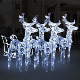 Reindeers & Sleigh Christmas Decoration 240 LEDs Acrylic