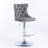 Furniture,Swivel Velvet Barstools Adjusatble Seat Height from 25-33 Inch, Modern Upholstered Chrome base Bar Stools with Backs Comfortable Tufted for