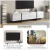 [VIDEO provided] White & Black Contemporary Rectangle Design TV Stand, Unique Style TV Console Table for TVs Up to 80'', Modern TV Cabinet with High G