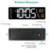 15.7in LED Digital Wall Clock with Remote Control 10 Level Brightness 3 Alarm Settings 12 24Hr Format Timing Countdown Temperature Calendar Display