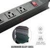 Bosonshop 2 Pack Long Power Strip Surge Protector, 6 Outlets Metal Heavy Duty Power Outlet, Wall Mountable with Hook & Loop, 6 ft Long Extension Cord,