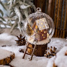 Christmas Microlandscape Glass Ball Lob Ball Christmas Tree Decorations Light Up Ball Christmas Decorative Lights LED Lights (Color: D)