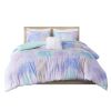 Watercolor Tie Dye Printed Comforter Set with Throw Pillow